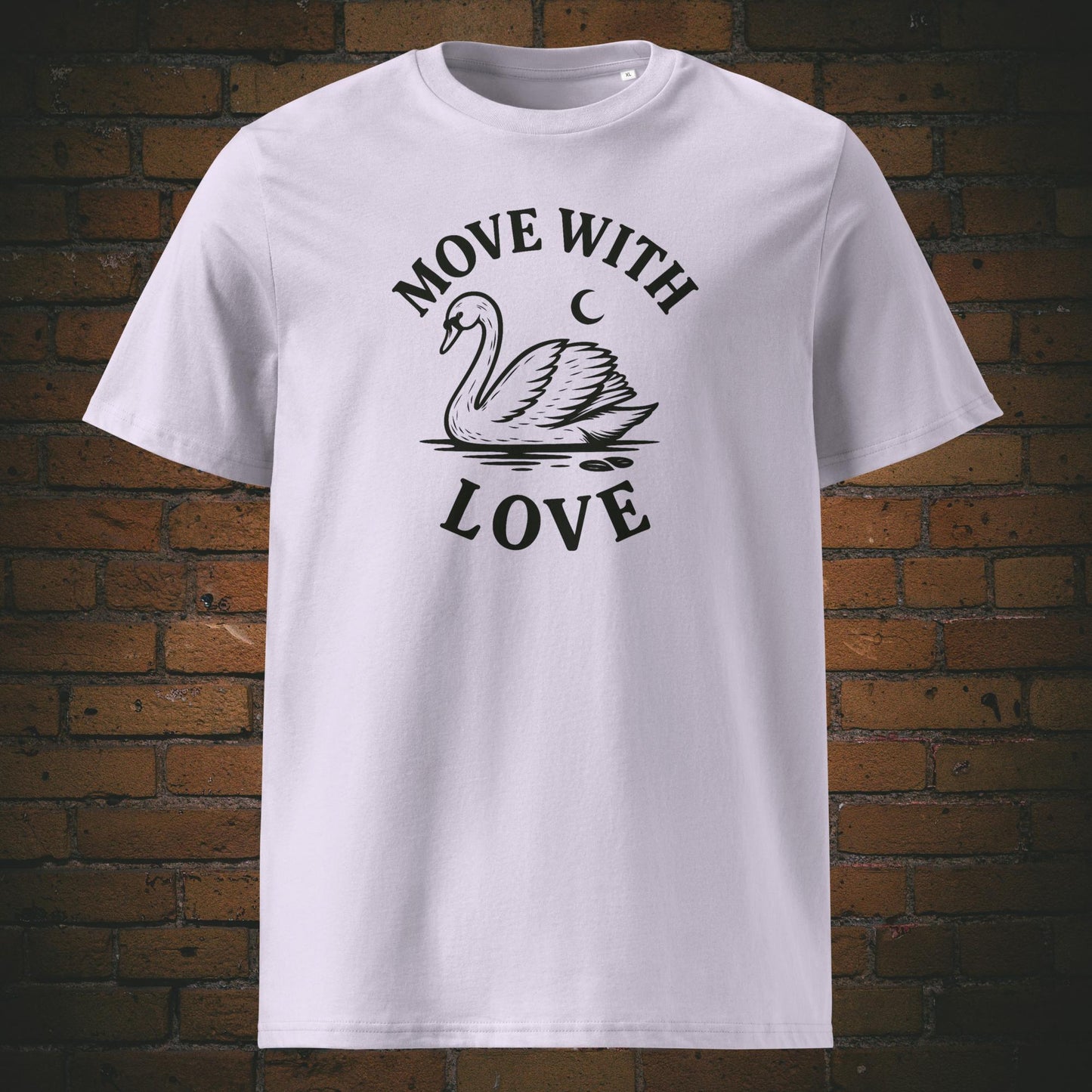 Schwan Shirt minmalistisch mit Spruch - T-Shirt hat die Farbe: lavendel