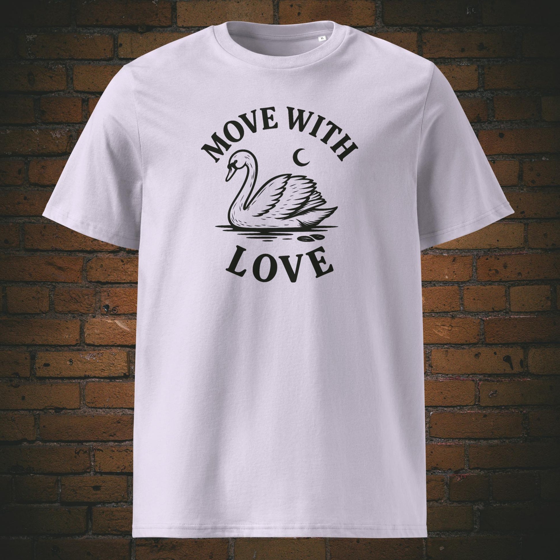 Schwan Shirt minmalistisch mit Spruch - T-Shirt hat die Farbe: lavendel