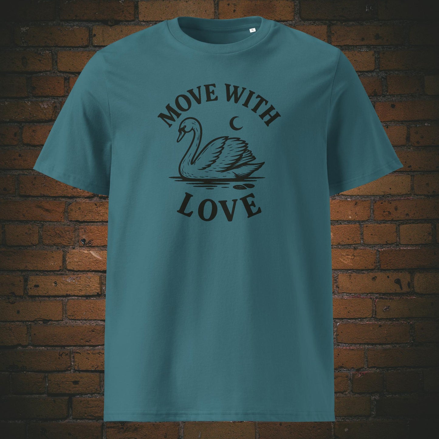 Schwan Shirt minmalistisch mit Spruch - T-Shirt hat die Farbe: eisblau