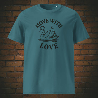Schwan Shirt minmalistisch mit Spruch - T-Shirt hat die Farbe: eisblau