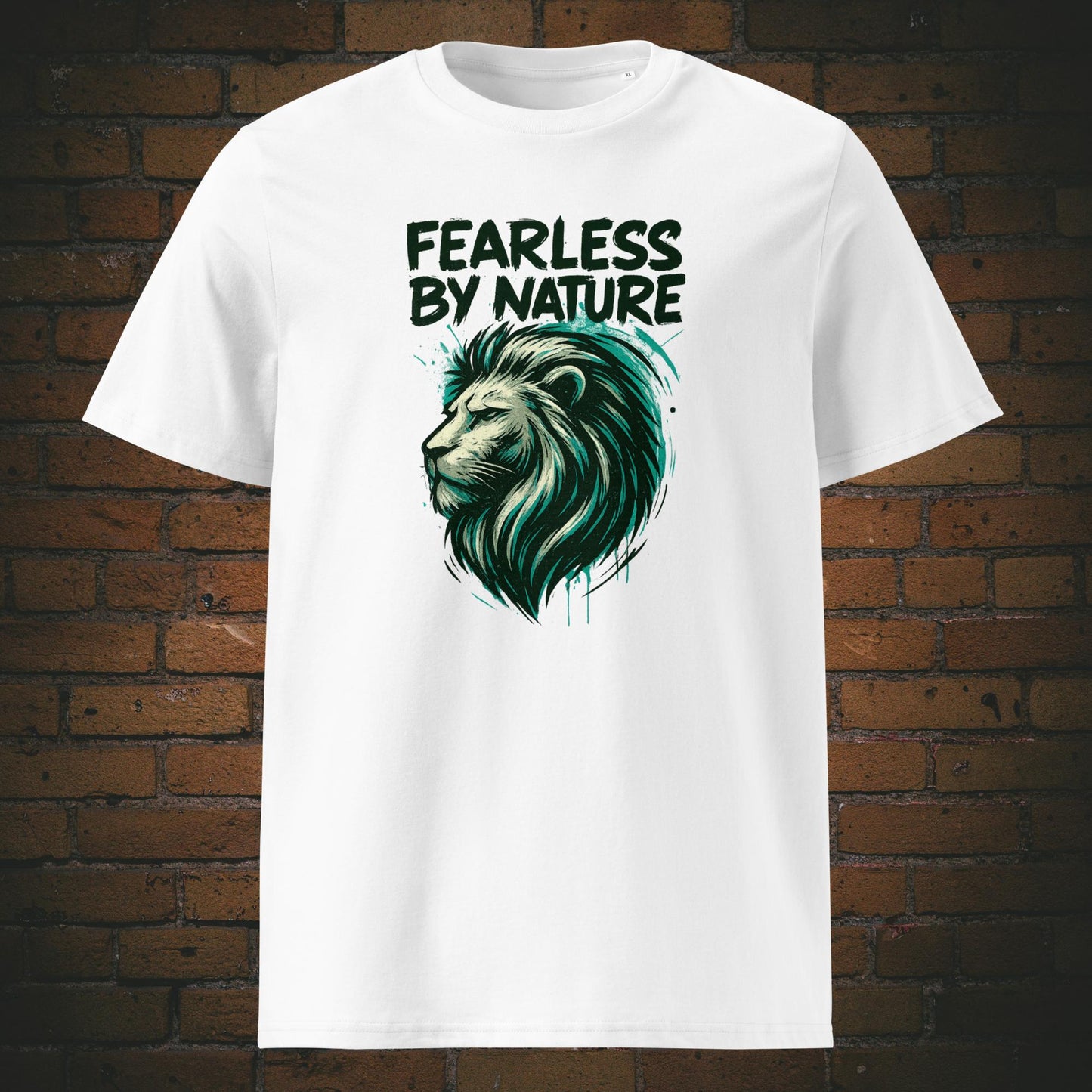 Löwenkopf Shirt mit Spruch - T-Shirt hat die Farbe weiß