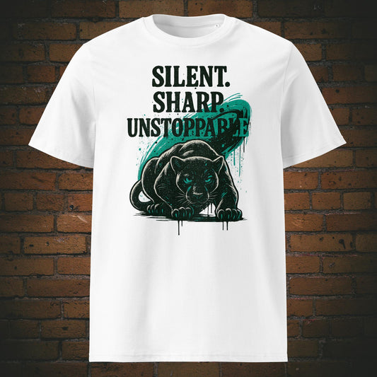Panther Urban Style auf T-Shirt mit Spruch - Shirt in der Farbe: weiß
