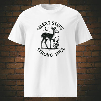 Silent Steps Strong Soul Bio-T-Shirt – nachhaltiges Statement-Shirt mit Reh-Motiv - weiß